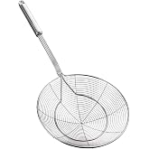 Skimmer Strainer Stainless Steel Spider Ladle, Kitchen Wire Net Spoon with Handle for Frying Food Picking Pasta, Spaghetti, N