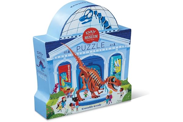 Crocodile Creek - Puzzle 48 pièces Une journée au Musée des Dinosaures pour Enfants 4 Ans et Plus - Monde préhistorique éducatif - Jeu créatif motricité Fine et découverte