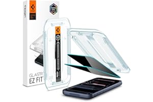 Spigen Glas.tR EZ Fit Sichtschutz Schutzfolie kompatibel mit iPhone 17 Pro, iPhone 17, iPhone 16 Pro, 2 Stück, Privacy Schutz, inklusive Installationskit, Kratzfest, 9H Härte Folie