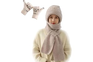 APAAZO Écharpe Coupe-vent Avec Protection Auditive Intégrée, écharpe Tricotée Chaude Pour L'hiver, Ensemble Chapeau Et écharpe épais Pour Femmes (Oen Size,Beige)