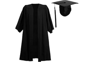 ASHINGTON CEREMONIAL GOWNS Ashington Value Graduation Gown and Cap Unisex, Academic Ceremony Costume for High School & University, Teen Outfit, Black