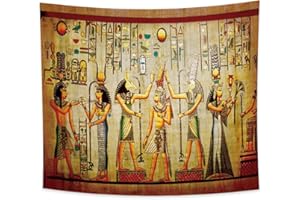 Haoyiyi 180x160cm Ancient Egyptian Tapestry Sphinx Anime Geometric Ethnic Patterns Mythology Wall Hanging Vintage Abstract Art Wall Tapestry Symmetrical Patterns for Bedroom Decor