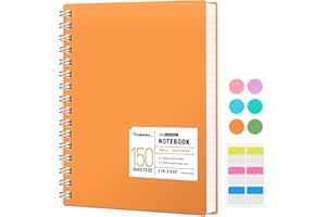 HIUKOOKA A5 Spiral Wirebound Notebook - Large Journal 300 Pages, 14 x 21cm Journal Notebook for Work, Hardcover Notebook 100gsm Thick Paper, A5 Journals For Writing, Note taking(Orange)