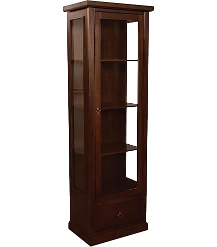 Vetrina In Legno Estea Mobili Stile Arte Povera | Massello E Agglomerato | Colore Noce | Dimensioni L60 P38 H100 Cm | Produzione Veneta