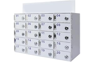 LVRUIEDS Almacenamiento para teléfono móvil, caja de almacenamiento personal con ranuras 12/15/20/25/30/40 ranuras, armario transparente para teléfono móvil con cerradura, armario de almacenamiento