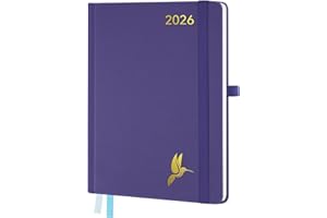FEKSINO Agenda 2026 Semainier A5 21,3 x 14,6 cm - Vertical Weekly Planner, D'Jan 2026 à Déc 2026-12 Mois avec Couverture Rigide en Cuir PU,Pourpre