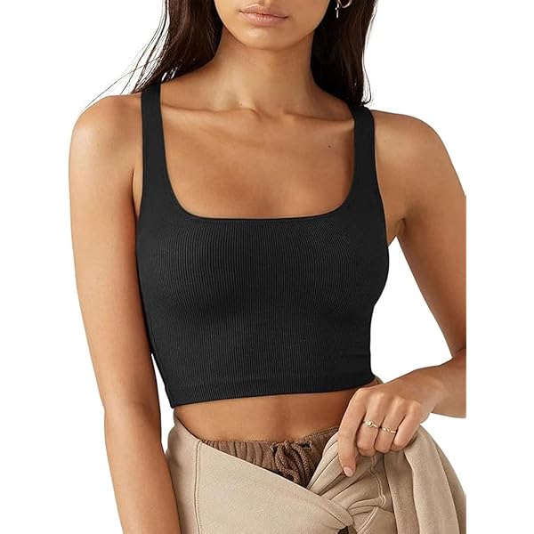 Crop Top Donna Eleganti Slim Moda Fit Canotta Estivi Smanicato Unique Stlie Rotondo Collo con