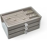 Aky&uuml;z Dekor 3 &Ccedil;ekmeceli Takı & Bijuteri Organizer Kutusu 10x23x13 Gri
