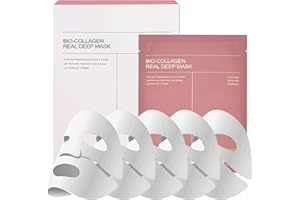 Pipihome 5 Pezzi Bio Mask Collagen, Maschera Viso Coreana Overnight, Real Deep Maschera Bio Collagene Viso, Maschera Idratante, Mirato Alla Pelle Secca, Opaca e Non Compatta