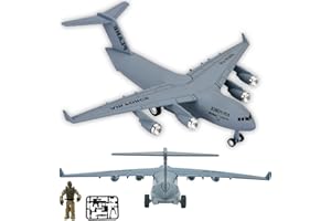 OTONOPI Diecast Plane Model Airplane with Army Man Pull Back and Let Go Model C17 Alloy Transportation Aircraft Military Air Force with Lights and Sounds Toy Gift for Boys and Girls Age 3+