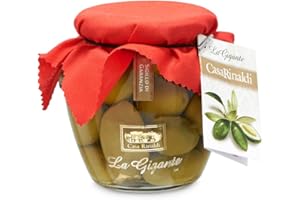 Casa Rinaldi - Olive Verdi Giganti in Salamoia, La Bella della Daunia D.O.P., Bella di Cerignola, Sapore Fresco e Maturo, Barattolo da 580 gr
