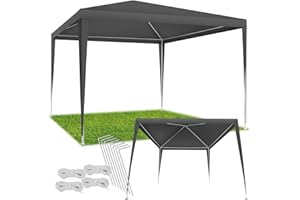 tectake® Tonnelle de Jardin Exterieur Tente de Reception 3x3m Protection UV 30+ Barnum Chapiteau Gazebo Pavillon de Jardin résistant à l'eau, Cadre Solide en Acier époxy