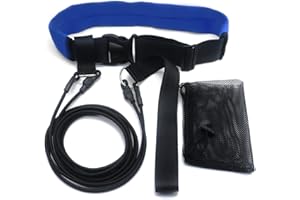 TDW Cintura da Nuoto Regolabile con Corda Elastica da Allenamento di 2 Metri - Adatta per l'allenamento Professionale di Nuoto, Piscina Statica - Cintura in Vita Regolabile da 70cm a 115cm