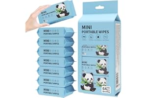 Mini Wet Wipes Travel Size, Portable Gentle Cleansing Wipe, Disposable Wet Wipes For Body Wipes, For Baby Women and Men (8 Pack=64 Count)
