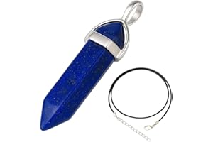 Essenciales Pendentif Lapis Lazuli | Pierre naturelle bleue intense | Style bohème artisanal | Chaîne réglable incluse | Idéal comme amulette énergétique | Cadeau unique et élégant, 32, Pierre, Lapis