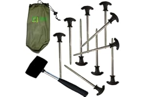 QDOS Bivvy Pegs x 10 with Mallet for Fishing Bivvy/Umbrella