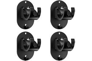 ZYEKIU 4 Pezzi Ganci per Tende Senza Bucare Ganci per Pali Adesivi per Tende Supporti per Bastoni Tende Ganci per Tende Tende Senza Foratura Autoadesivi per Bastone per Tende da Bagno (Nero)