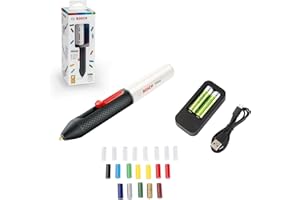 Bosch Akumulatorowe urządzenie do klejenia Gluey Marshmallow (20 wkładów do klejenia na gorąco, opakowanie kartonowe, kolor nasadki: biały)