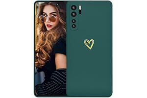 Kaywzo Funda para Huawei P40 Lite 5G,Carcasa de Suave Silicona con Patrón del Corazón,Diseño Minimalista,Ultradelgado Lindo Mujeres Phone Case Cover,Verde