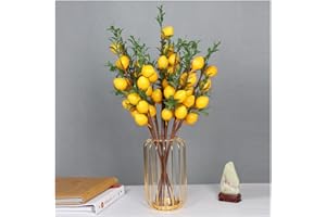 XIZHI 6 Pieces 19 Inch Lemon Decoration Artificial Lemon Branches Beautiful Yellow Lemon Branches Decoration for Home Holiday Farmhouse Table Decoration and Home Christmas Decoration