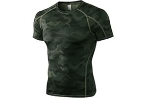 Yishengwan Topy kompresyjne dla mężczyzn koszulki do biegania z krótkim rękawem szybkoschnące warstwa bazowa top na siłownię sport fitness trening rowerowy trening