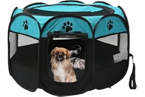 UHLSNHK Parc pour Chiot Pliable, Clôture pour Animaux Chatons, Parc pour Chiot Interieur, Clôture d'exercice pour Patio Extérieur Tente De Jeu Respirante pour Petit Animal De Compagnie(1 P)