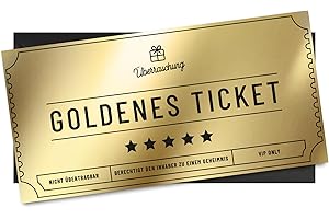 ‎KOKO LORA KOKO&LORA® Goldenes Ticket zum Selbstbeschriften - Karte mit Umschlag - Ideal als Gutschein & Geschenk zum Geburtstag, Nikolaus, Weihnachten, Kollegen, Jahrestag, Hochzeitstag uvm.