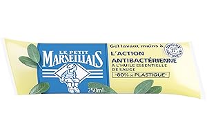 Le Petit Marseillais | Recharge Gel Lavant Mains Action Anti-Bactérienne (berlingot de 250 ml) – Savon mains liquide à l'huile essentielle de sauge – 92% d'ingrédients d'origine naturelle