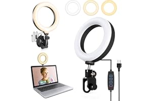 HENESE Ring Light, 4.7" LED Lumière Anneau avec Clip, Anneau Lumineux Réglable avec 3 Modes d'Eclairage et 10 Niveaux de Luminosité Ring Light pour Maquillage Youtube, Maquillage, Live, Tiktok