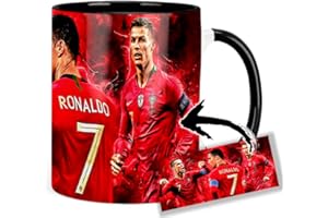 MUGSVILLE Cristiano Ronaldo Cr7 C Tasse Innen & Henkel Schwarz Keramikbecher Mug