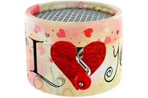 LUTÈCE CRÉATIONS Round Hand-cranked Musical Box/Music Box Made of Reinforced Cardboard - Hymne à L'Amour (Edith Piaf)