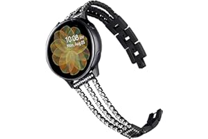 DEALELE Kompatybilny z Samsung Galaxy Watch 6/6 Classic / 5/5 Pro / 4 / 4 Classic / 3 41 mm / Active 2, 20 mm Bling Diamond Metal Steel pasek zastępczy do Huawei GT3 42 mm / GT2 42 mm