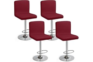 Eozakavod Coprisedie da Bar con Schienale Set di 4 Facile da Pulire Fodere per Sedia Elastiche per Rinnovare e Proteggere Sedie da Cucina, Bar, Giardino‌ (Rosso, Set di 4)