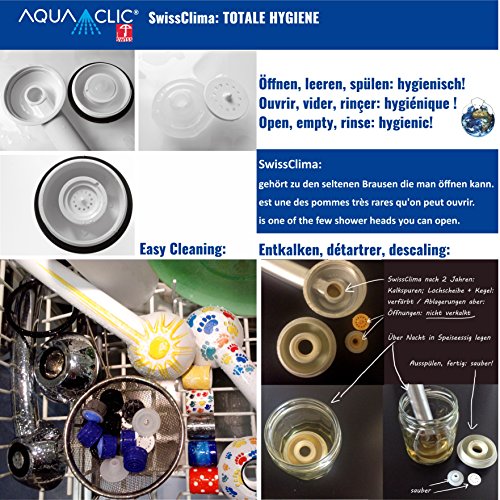 AquaClic Sparduschkopf Clima CHROM, Flussmenge regelbar (6, 8, 11 l/min), kräftiger Duschstrahl, verkalkungsarm - 4