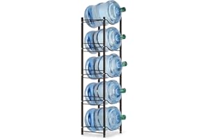 BTY Water Cooler Jug Rack Dispenser 5 Tier Stainless Steel Heavy Duty Detachable Water Bottle Storage Shelf Organizer for 5 Gallon Water Jug Holder for Home Office Kitchen Breakroom
