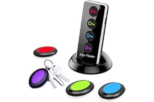 eWINNER Wireless RF Key Finder Locator with Torch– 131ft Range, 80dB+ Loud Beep & LED Light, No App or Bluetooth Needed, 1 Transmitter & 4 Receivers for Keys, TV Remote, Wallet, Pet, Glasses