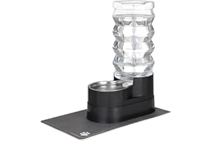 Sfozstra Automatischer Tränkeautomat, Edelstahl-Tiertränke mit wasserdichtem Pad, erhöhter Randspender für Katzen und Hunde (eisenhaltig, 9L)