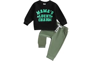 PANLIDAPAN Toddler Newborn Baby Boy St. Patrick's Day Outfit Clothes Letter Clover Print Sweatshirt Jumper Pullover Top Green Trouser Set Tracksuit