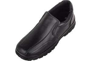 ABSOLUTE FOOTWEAR Childrens Kids Boys Juniors Easy Slip On Twin Gusset Faux Leather Formal Smart School Shoes