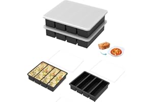 HARUPINK 4 Stück Silikon Gefrierform Suppe mit Deckel 4 Gitter, Einfrieren Behälter Silikon, Stapelbare Gefriertablett Leicht Entforme, große Eiswürfelform, Gefrierbehälter für Suppe Brühe Sauce Eis