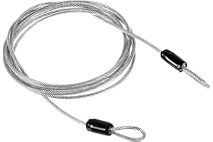 PATIKIL Sicurezza Acciaio Cavo 2.5mm x 2m/6.56ft Rivestito Bagaglio Blocco Filo Corda con Doppio Cerchio Trasparente