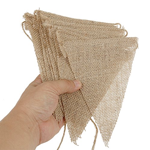 Faburo 13tlg Hochzeit Wimpelkette Vintage Jute Bunting Banner für Party Dekoration Dekoration (2.8m) - 7