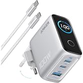 Anker USB C Fast Charging Charger 100W with 3 GAN Ports | Smart Screen, Touch Control, Compatible with MacBook, iPad, iPhone