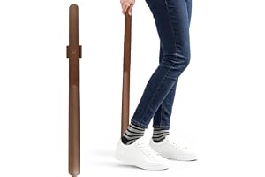Guniata skohorn långt trä, magnetisk hållare för alla skor (mörkbrun) | Massivt trä bok 55 cm, ryggvänlig och redo att användas i korridoren, med magnet, väggfäste utan borrning