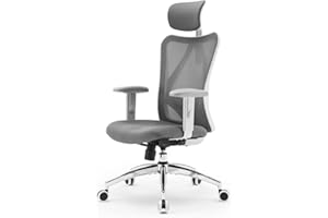 SIHOO M18 Sedia ergonomica da ufficio, sedia da scrivania con poggiatesta regolabile e supporto lombare, sedia girevole direzionale con schienale alto per l'ufficio di casa (Grigio Scuro)