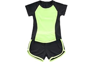 Echinodon Mädchen Sport-Set 2tlg Schnelltrockend T-Shirt + Shorts Trainingsanzug für Jogging Yoga Sommer
