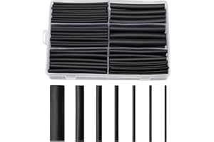 CAREHABI Juego de tubos termorretráctiles, 200 unidades, 9 cm, color negro, resistentes al agua 3:1, tubo de encogimiento térmico, surtido de 2,4 – 19,1 mm para cable de carga aislante