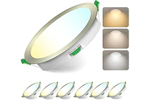 Jaenmsa Spot Led Encastrable Salle de Bain,Spots LED 230V, 12W Trou Φ 125-135mm, IP44, Dimmable, Spot Led Encastrable Extra Plat, Blanc Chaud 3000K Blanc Neutre 4000K Blanc Froid 6500K,Lot de 6