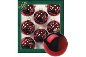 Krebs Glas Lauscha - Dekoracja bożonarodzeniowa/ozdoba choinkowa ze szkła - jednokolorowe bombki w kolorze grudniowej czerwieni - ilość: 8 sztuk - kolor: różowoczerwony - rozmiar: ok. 7 cm