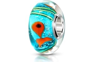MATERIA by Matthias Wagner Fische Glas Bead Anhänger türkis orange - Glas Anhänger Meer Glitzer für Beads Armband 1514